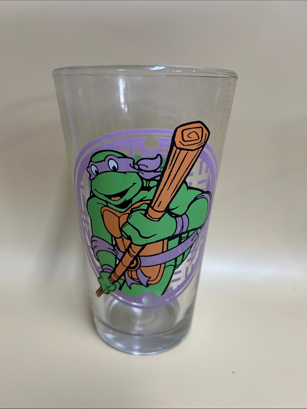 2014 Viacom TMNT Teenage Mutant Ninja Turtles Donatello 6" Tall Glass Cup Televi